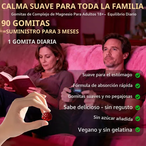 Vista 3 de Gomitas de complejo de magnesio 15 en 1 de glicinato para mujeres