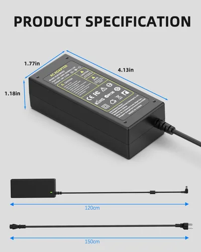 Vista 6 de Cable de alimentación de 19 V CC compatible con cargador de monitor LG 32LH570B 29UM57-P 27EA63V-P 26LN4500 25UM57 32 27 26 24 23 22 20 19 pulgadas