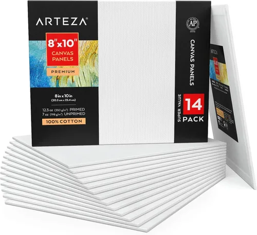 Vista 25 de Panel de lienzo Arteza 8 x 10, 100 % algodón (paquete de 14)