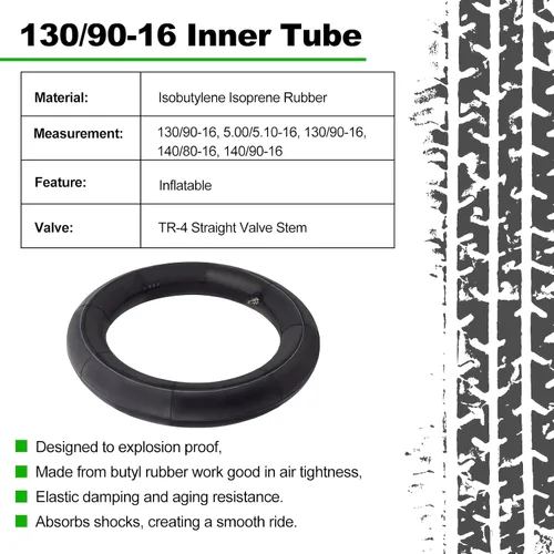 Vista 5 de 130/90-16 Tubo interior 5.00/5.10-16 Tubo de equilibrio de motocicleta resistente para scooter, motocicleta, aplicaciones callejeras y todoterreno