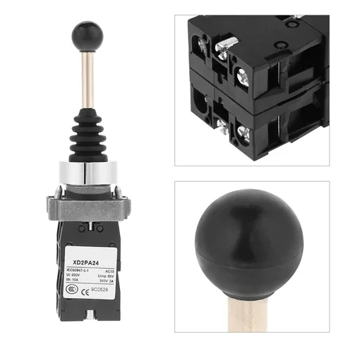 Vista 4 de Interruptor de control de palanca de mando de retorno de resorte 4 posiciones 10A 600V para panel de control industrial (metal plástico negro)