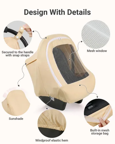 Vista 3 de Metplus Toldo 2 en 1 para Asiento de Automóvil de Bebé, Parasol de Privacidad Multiuso, Protege la Seguridad del Bebé con Estilo, Fundas