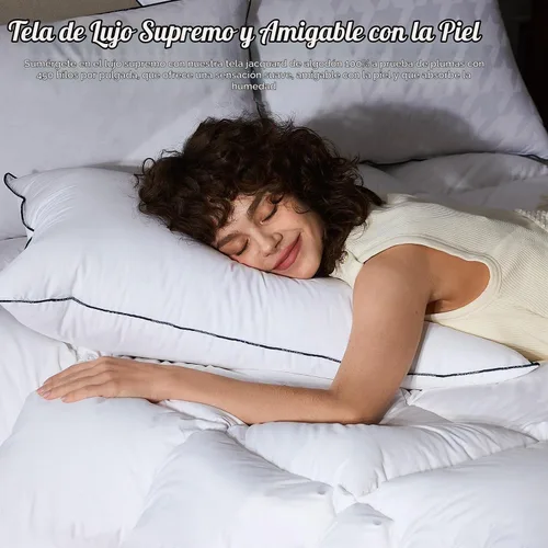 Vista 3 de Pacific Coast Almohada de cama de lujo, colección de hotel, almohada de plumón de ganso blanco para dormir, 650 de potencia de relleno, 450 hilos