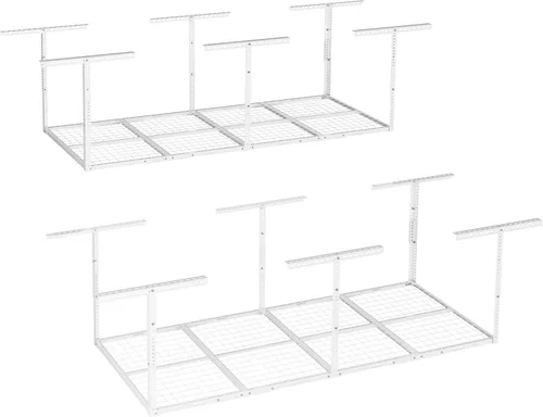 Vista 25 de FLEXIMOUNTS Estante de almacenamiento de techo de garaje de 3x8, sistema de organización de garaje ajustable, metal resistente, capacidad