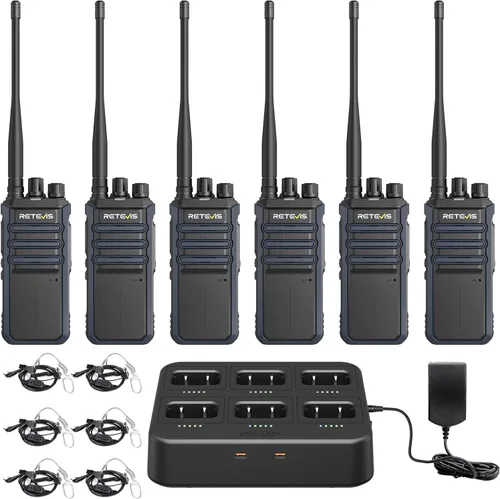 Vista 16 de Retevis RT86 - Radio de 2 vías de largo alcance con cargador de 6 vías para almacén, paquete de 6 High Power Strong Signal, Professional Walkie