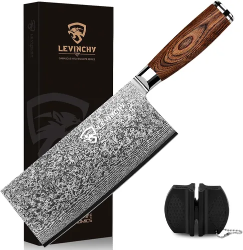 Vista 8 de Cuchillo de chef de damasco hecho a mano de 8 pulgadas con mango de madera de Pakka Cortes de precisión antioxidantes, maniobrables ligeros