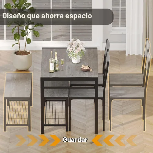 Vista 5 de JUMMICO Juego de mesa de comedor de 43.3" para 4, juego de mesa de cocina