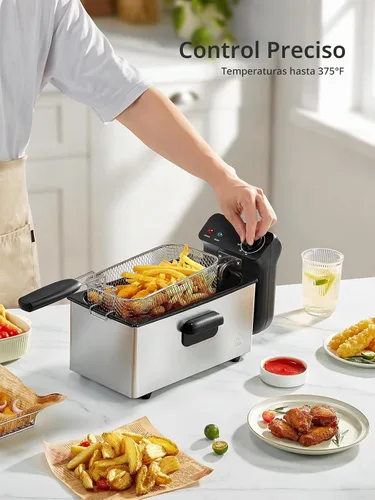 Vista 3 de Reemix Freidora eléctrica 3L 1500W, fabricante de pollo frito de encimera