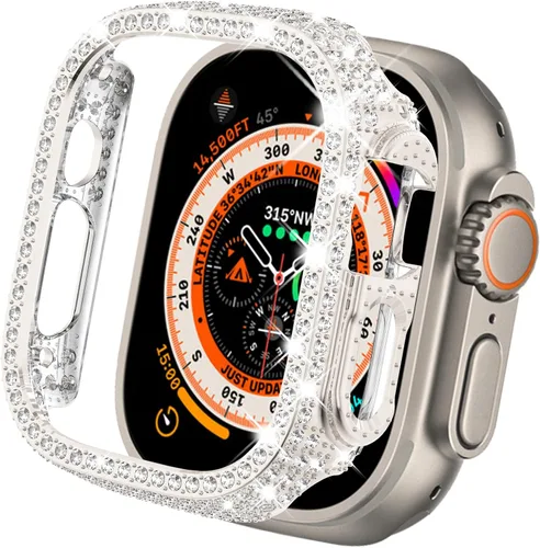 Vista 37 de KADES - Funda protectora completa compatible con iWatch, con protector de pantalla de vidrio templado incorporado, brillante y con diamantes de Negro