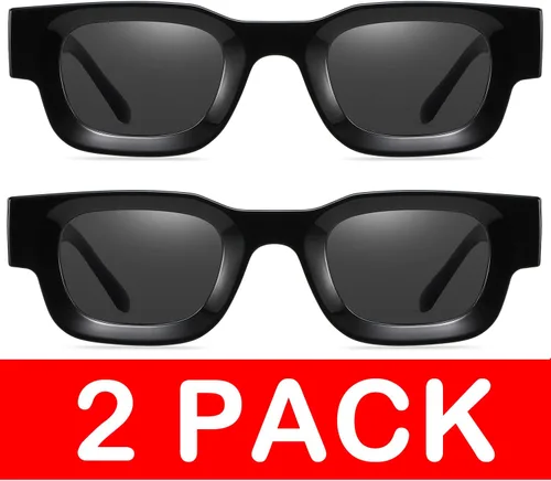 Vista 3 de EYLRIM Gafas de sol de marco cuadrado grueso para mujeres y hombres, lentes de sol polarizados rectangulares gruesos con protección UV400