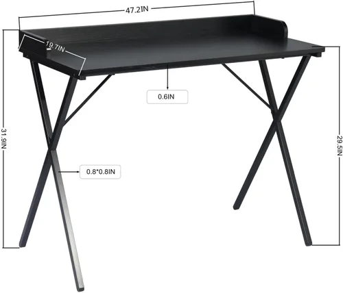 Vista 2 de FurnitureR Escritorio de oficina, mesa de escritura de estilo simple, escritorio de estudio para computadora con deflector, mesa de computadora