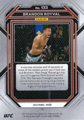 Vista 2 de 2023 Panini Prizm UFC #133 Brandon Royval Flyweight Vertical Official MMA Trading Card in Raw (NM or Better) Condition