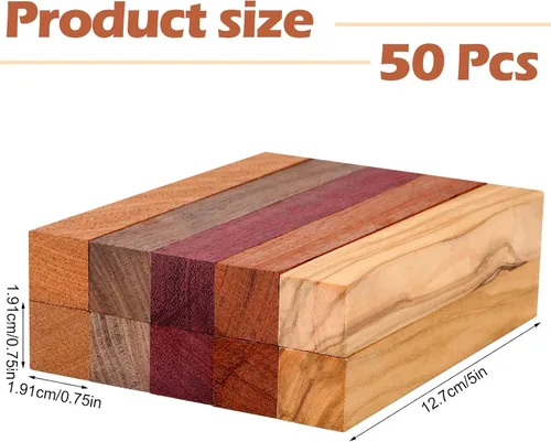 Vista 4 de Qilery 10 piezas de bloques de madera exótica para bolígrafos, suministros de torneado, manualidades DIY, kit de torneado de bolígrafos, nogal