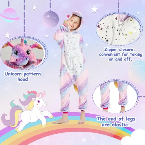 Vista 2 de UVIPC Pijama de unicornio de Navidad para adultos, para mujer, unicornio, fiesta de Navidad, cosplay, cremallera