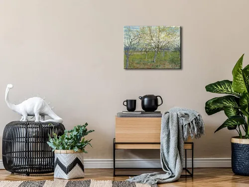 Vista 5 de Wieco Art Huerto con árboles de albaricoque en flor, impresión en lienzo, arte clásico de paisaje floral de Van Gogh, arte de pared moderno y famoso