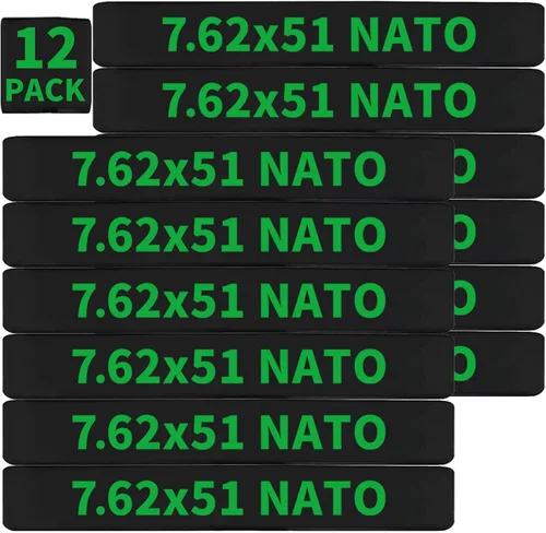 Vista 8 de Paquete de 12 bandas de marcado Miaozhun 7.62 × 51 OTAN Magazine 7.62 bandas de identificación de calibre de munición de revista OTAN (Gren-Blanco)