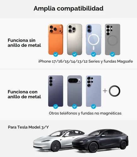 Vista 6 de Wigoo Para Tesla Model 3/Y/YL/X/S Soporte de teléfono, estilo OEM, imán más