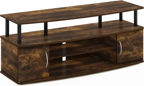 Vista 5 de Furinno - Soporte para centro de entretenimiento, para televisor de hasta 55 pulgadas, pino ámbar/negro