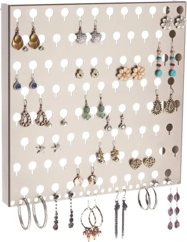 Vista 6 de Angelynn's Soporte organizador de aretes montado en la pared para mujeres pequeñas y medianas, aretes colgantes, estante colgante de almacenamiento