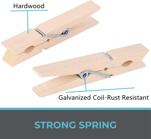 Vista 4 de 100 pinzas de madera para ropa de 3 pulgadas, clips de madera resistentes para colgar ropa, fotos al aire libre