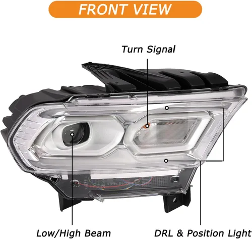 Vista 5 de Conjunto de faros LED cromados para Dodge Durango 2021 lado derecho del pasajero