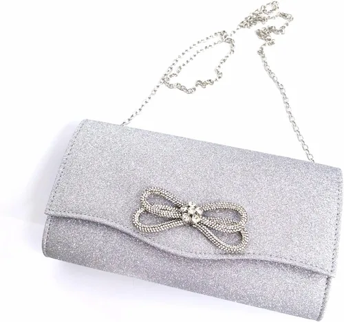 Vista 4 de Gets Bolso de noche para mujer, bolso de mano con lazo de diamantes de imitación para mujer, fiesta, boda, baile de graduación, cóctel, bolsos