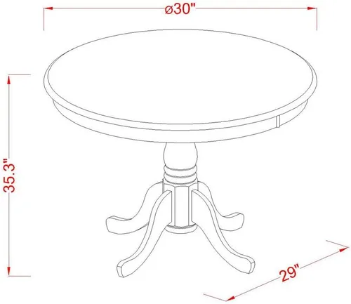 Vista 3 de East West Furniture EDT-BLK-TP Eden - Mesa de comedor redonda con base de pedestal, 30 x 30 pulgadas, color negro y cereza