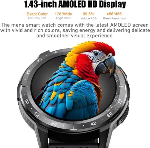 Vista 11 de VIRAN Relojes inteligentes militares para hombres, reloj inteligente resistente al agua 5ATM con llamada Bluetooth (respuesta/llamada de marcación)
