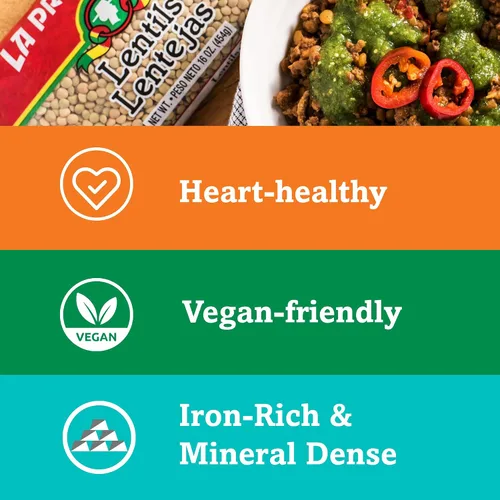 Vista 6 de La Preferida Lentejas secas (proteínas a base de plantas aptas para presupuestos con 14 porciones por bolsa) – 0.31 onzas de proteína y 0.23 oz