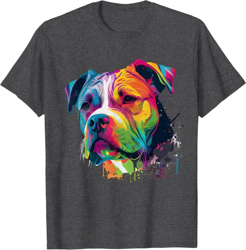 Vista 83 de Colorful American Bulldog American Bully Men Women T-Shirt Asphalt Grey