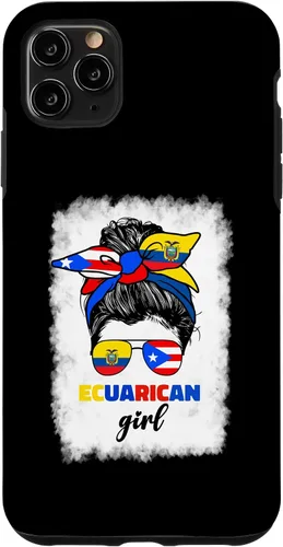 Vista 13 de Funda para iPhone 16, mitad ecuatoriana y puertorriqueña Rico Ecuador Flag Girl Mix