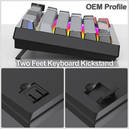 Vista 6 de Fogruaden Teclado mecánico con cable al 75%, montaje de junta intercambiable en caliente con interruptor rojo, retroiluminación RGB de 82 teclas