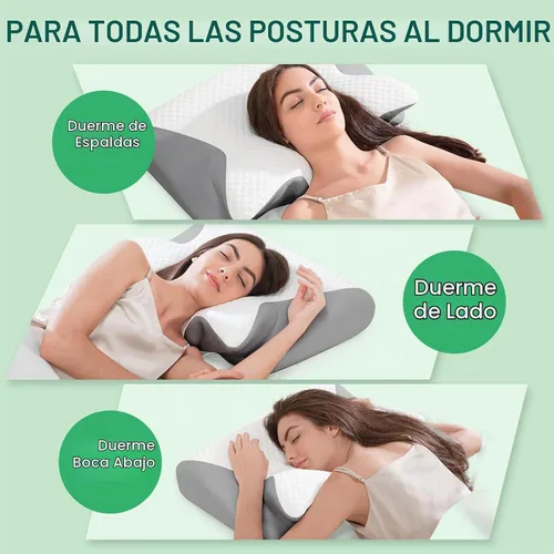 Vista 6 de Almohada cervical de espuma viscoelástica, almohada ergonómica 2 en 1 de apoyo para el cuello con reposabrazos y orificio para las orejas, almohada