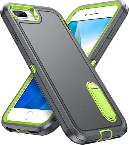 Vista 14 de IDweel Funda para iPhone 8 Plus/7 Plus/6S Plus/6 Plus con soporte, protección resistente, a prueba de golpes, arañazos, ajuste delgado, negro