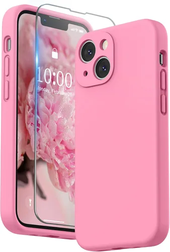 Vista 21 de SURPHY Funda compatible con iPhone 13 Mini con protector de pantalla, (protección de cámara y forro de microfibra suave), funda de silicona líquida