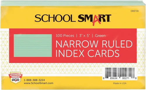 Vista 20 de School Smart Tarjetas de índice con rayas, 3 x 5 pulgadas, colores surtidos, paquete de 100