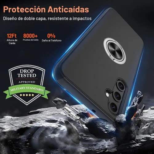 Vista 4 de Gritup - Funda para Galaxy A05S con protector de pantalla HD×2, funda protectora para teléfono a prueba de golpes con soporte magnético de anillo