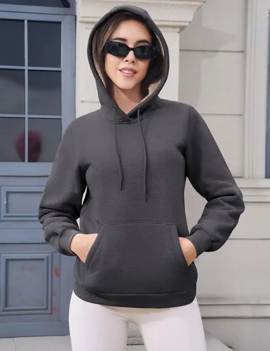 Vista 88 de MAGCOMSEN Sudaderas con capucha para mujer, con forro de sherpa, de vellón, para invierno, cálido, pesado, de algodón, con bolsillo