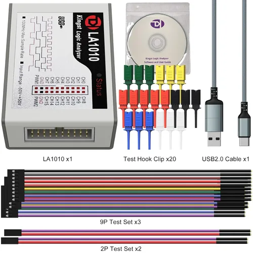 Vista 4 de LA1010 Analizador USB de lógica 16 canales de entrada 100MHz con el software PC en inglés Instrumento de mano, compatible con Windows (32bit/64bit)