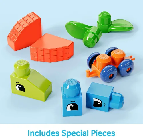 Vista 6 de MEGA BLOKS First Builders - Juego de juguetes de bloques para niños pequeños, bolsa de construcción más grande con 150 piezas y almacenamiento
