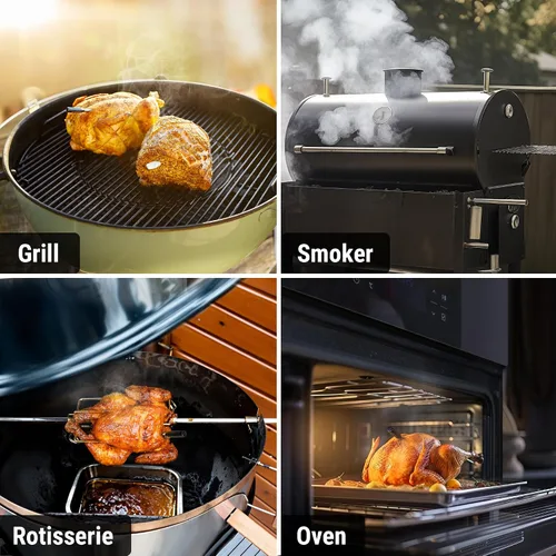 Vista 7 de TempPro - Termómetro inalámbrico de carne de 500 pies para cocinar, sondas de colores largas y cortas, termómetro Bluetooth para carne ahumador