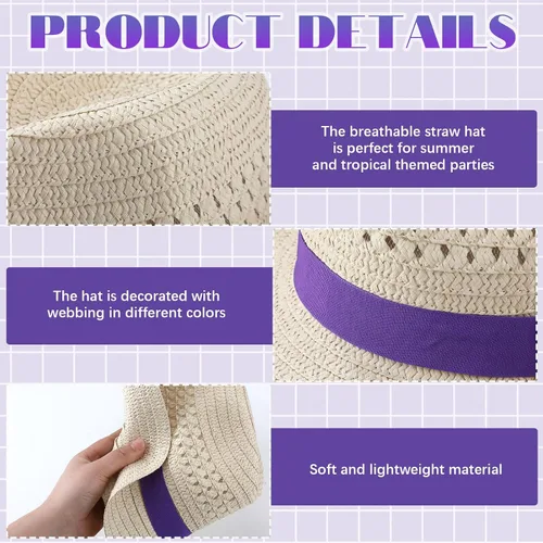 Vista 3 de Wesiti 12 sombreros para hombres y mujeres, sombreros de Panamá con banda colorida, sombrero de vaquero para verano, piscina, fiesta en la playa