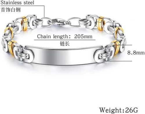 Vista 2 de Pulsera bizantina de acero inoxidable personalizada para alerta médica de alergia, para mujeres y hombres, identificación de enfermedades, regalo