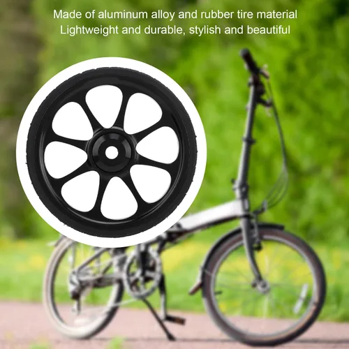Vista 5 de VGEBY Bicicleta plegable Easy Wheel, aleación de aluminio 3.228 in rodamiento ensanchado rueda fácil para Brompton 3sixty bicicleta plegable (negro)