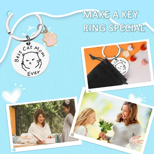 Vista 3 de PLwelth Llavero de perro y mamá, llavero divertido para mamá, llavero de regalo para mujeres, cumpleaños, día de la madre, regalo de San Valentín