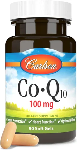 Vista 6 de Carlson - Co-Q10, 100 mg, producción de energía y función cardíaca, 90 cápsulas blandas