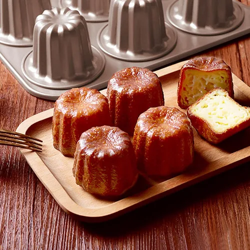 Vista 3 de Molde de canele antiadherente para magdalenas, molde de acero al carbono, bandeja para hornear pasteles franceses, 6 tazas para hacer mini pan