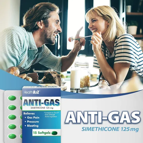 Vista 5 de HealthA2Z® Alivio de Gases Simeticona 125 mg Alivia las molestias estomacales y los gases Anti flatulencia Alivia los gases rápidamente