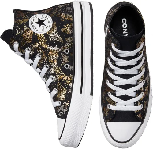 Vista 3 de Converse Youth Chuck Taylor All Star - Plataforma de elevación de EVA, brillo de mariposas, color negrodoradoblanco