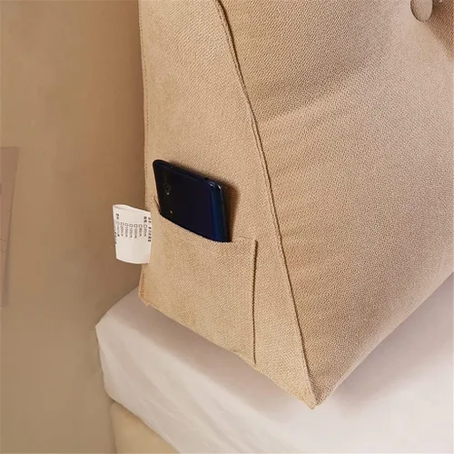 Vista 7 de Almohada para cabecero, almohada triangular de cuña para sofá cama, soporte para respaldo de cama, almohada de lectura, posicionamiento lumbar Beige